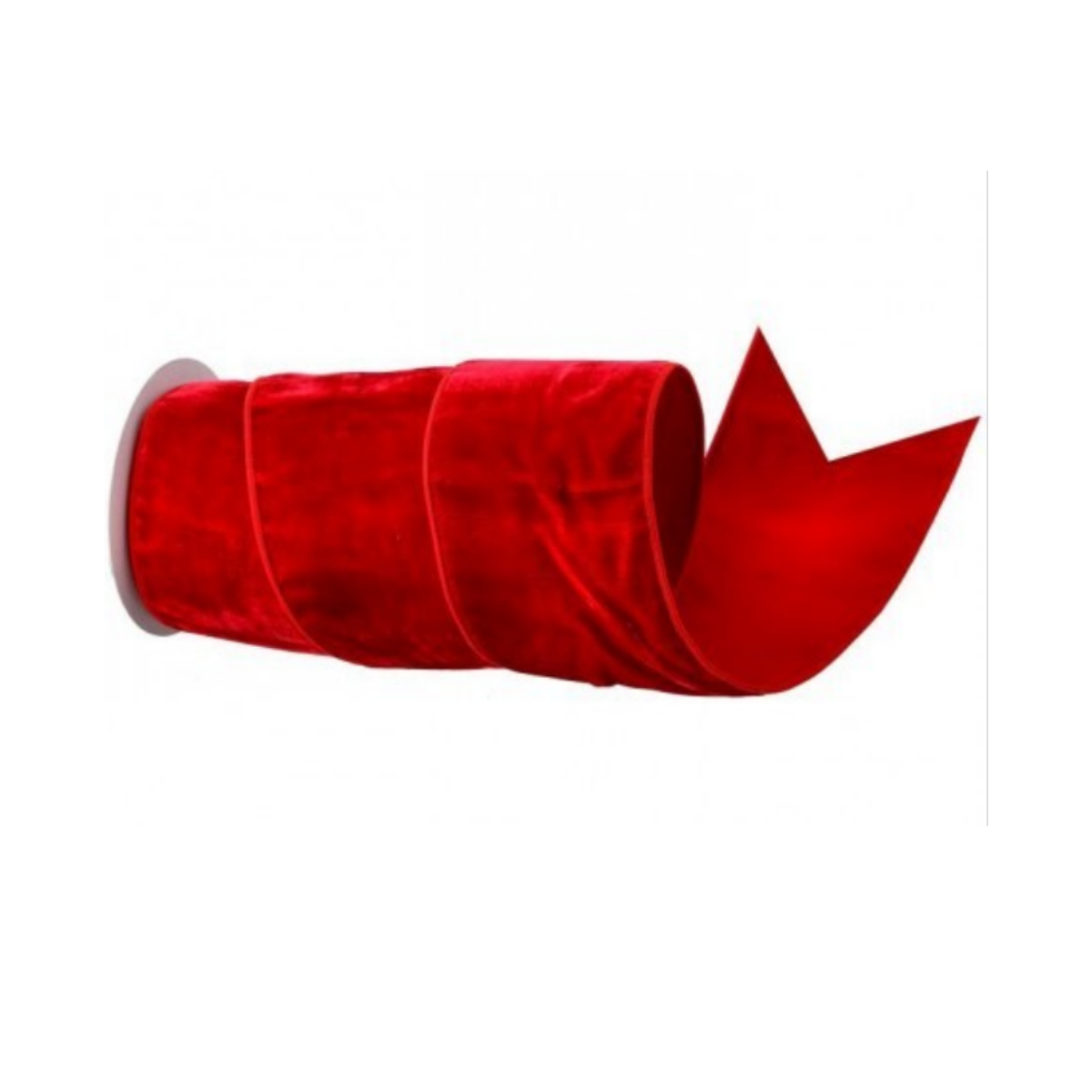 4" Ribbon - Deluxe Velvet Sheer Back Ribbon - 5 Yard Roll - Red