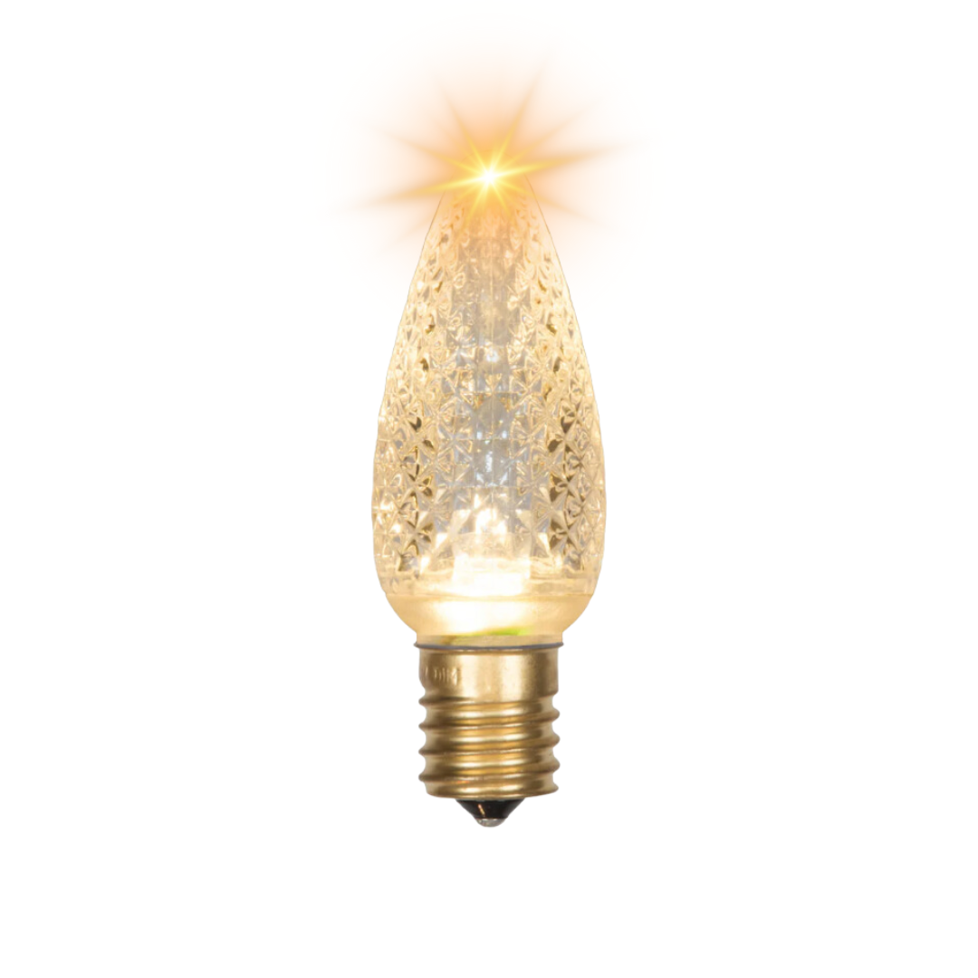 LED C9 - Minleon - Transparent Faceted Bulb - Flicker - Sun Warm White