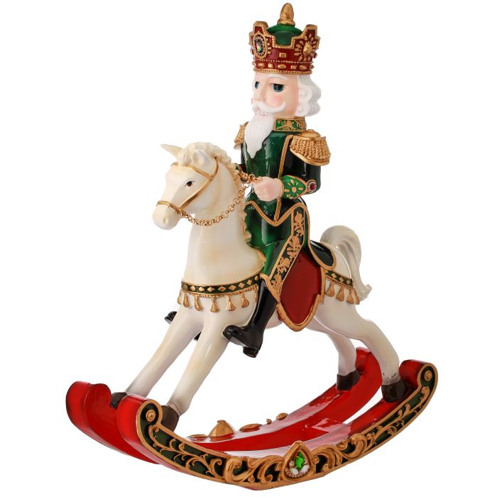 20" Resin Royal Jeweled Nutcracker Rocking Horse