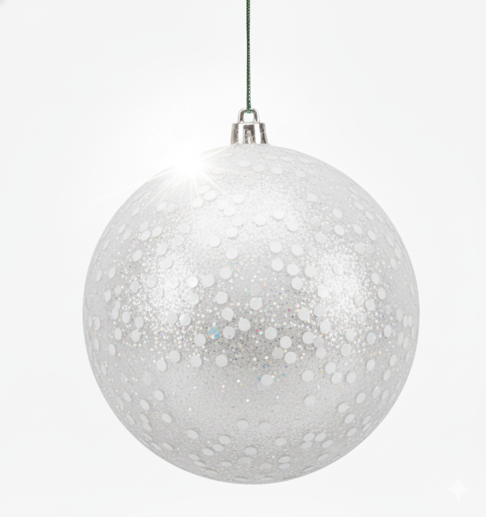 10" White Matte Ball Ornament UV Drilled Cap