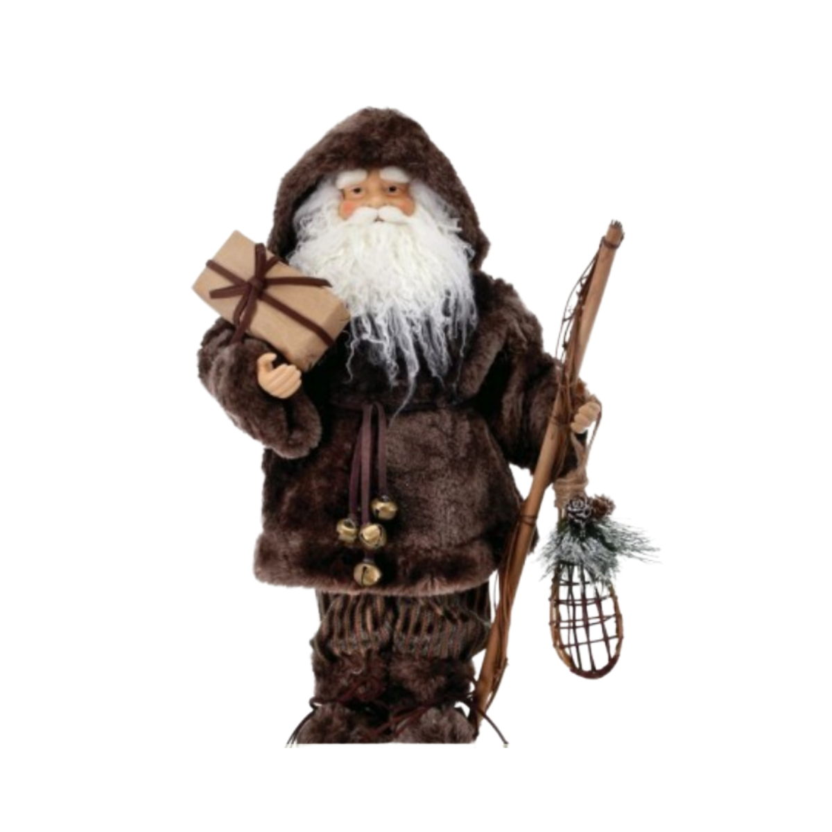 20" Santa Figurine - Fur with Snow Shoes