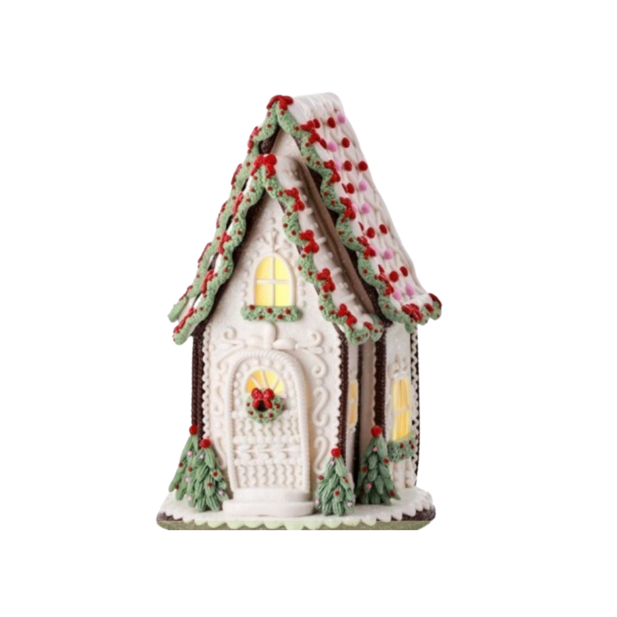 13"  Gingerbread House with Battery And Timer LED Lights