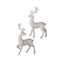 18" Resin Frosted Deer - White - Set of 2