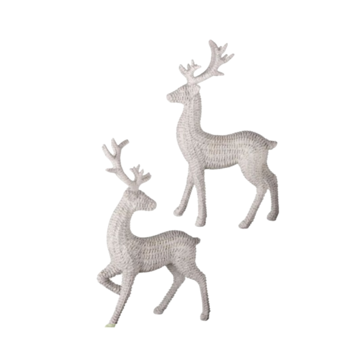 18" Resin Frosted Deer - White - Set of 2