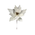 24" Velvet Glit Center Poinsettia Stem - Ivory