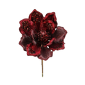 18" Tall and 8"D Heavy Jeweled Magnolia Stem - Burgundy