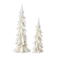 18 and 25" Resin Winter Retreat Tree - Weather White - Set of 2