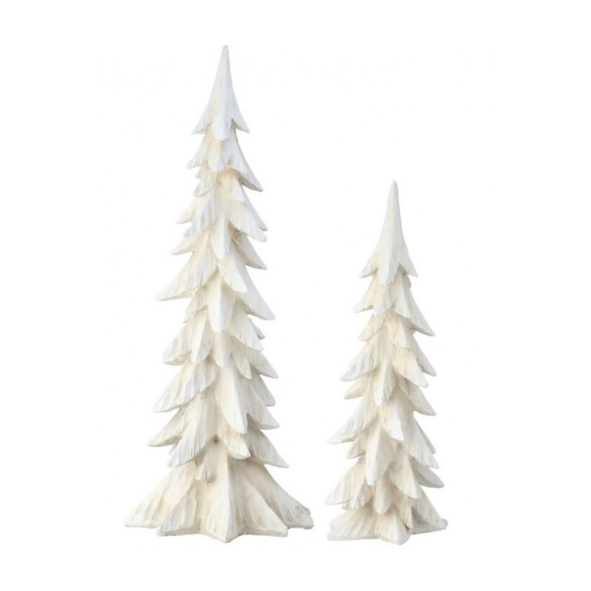 18 and 25" Resin Winter Retreat Tree - Weather White - Set of 2