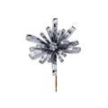 18" Velvet W/Gltter Ribbon Blossom Stem Silver