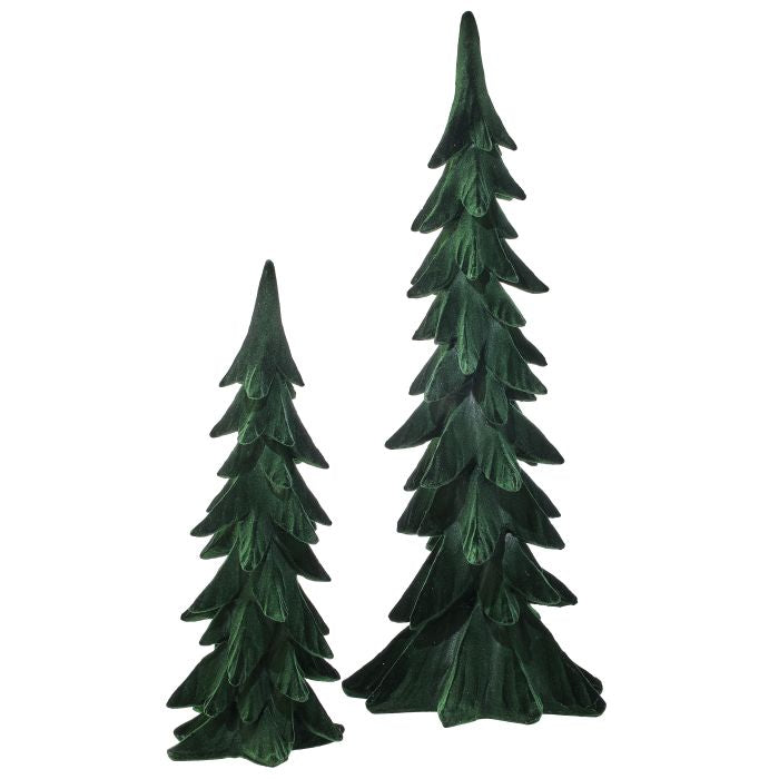 17.5-23" Green Resin Flocked Tree - Set of 2