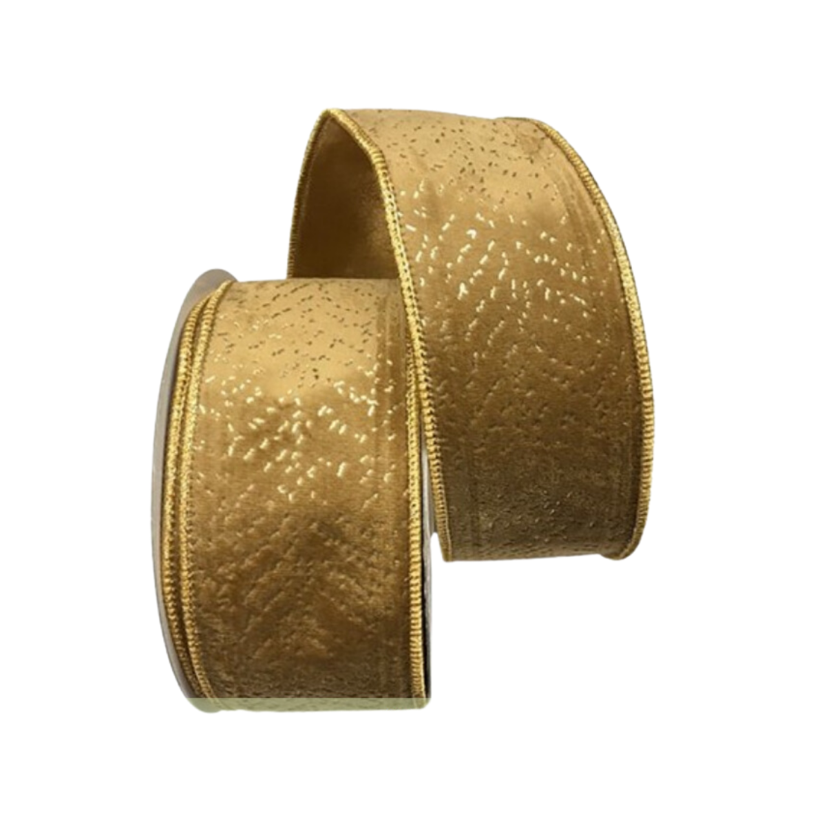 2.5" Ribbon - Foil Print/Velvet -10 yard roll - Camel