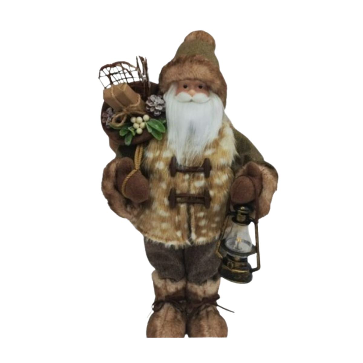 20" Santa Figurine -  Forest Santa with Lantern