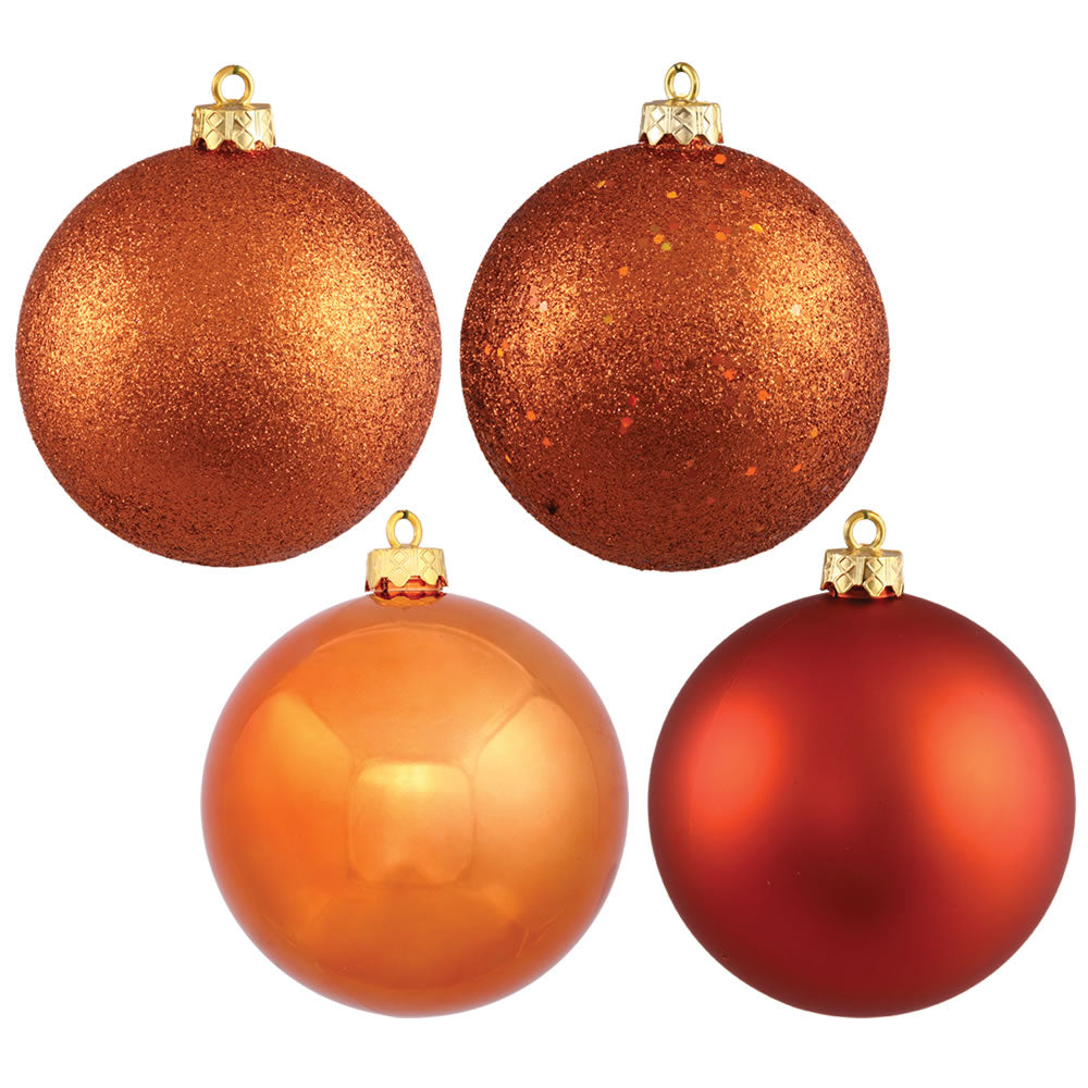 2.75" - 4 Finish Shatterproof Ornaments with Drilled and Loop Cap - Set of 20