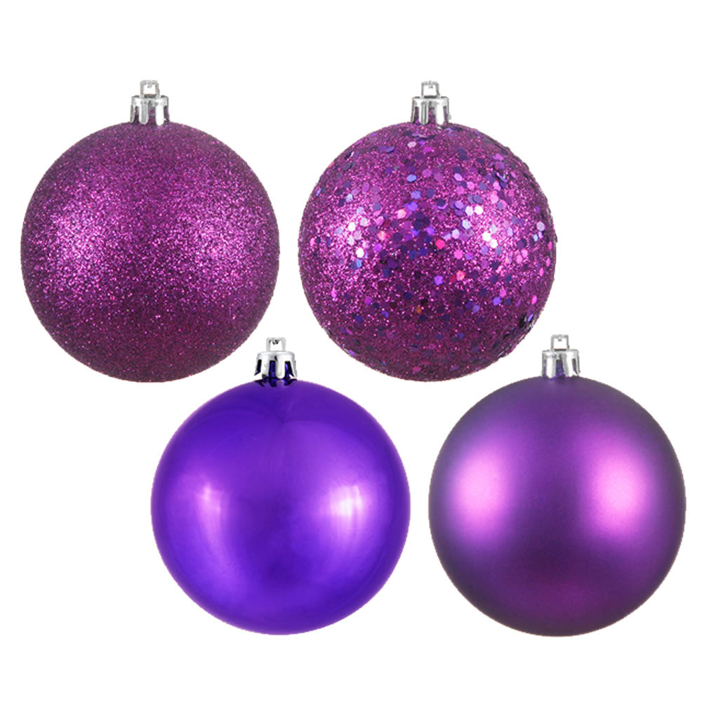 2.75" - 4 Finish Shatterproof Ornaments with Drilled and Loop Cap - Set of 20