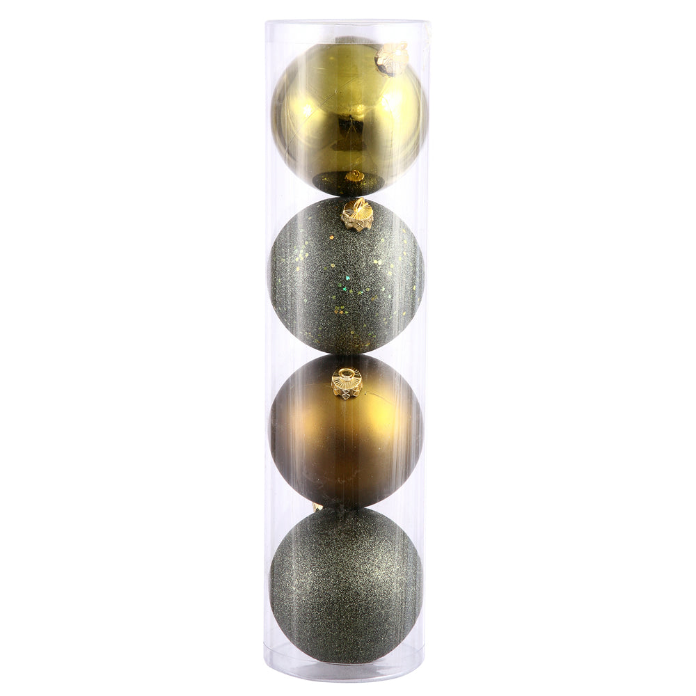 2.75" - 4 Finish Shatterproof Ornaments with Drilled and Loop Cap - Set of 20