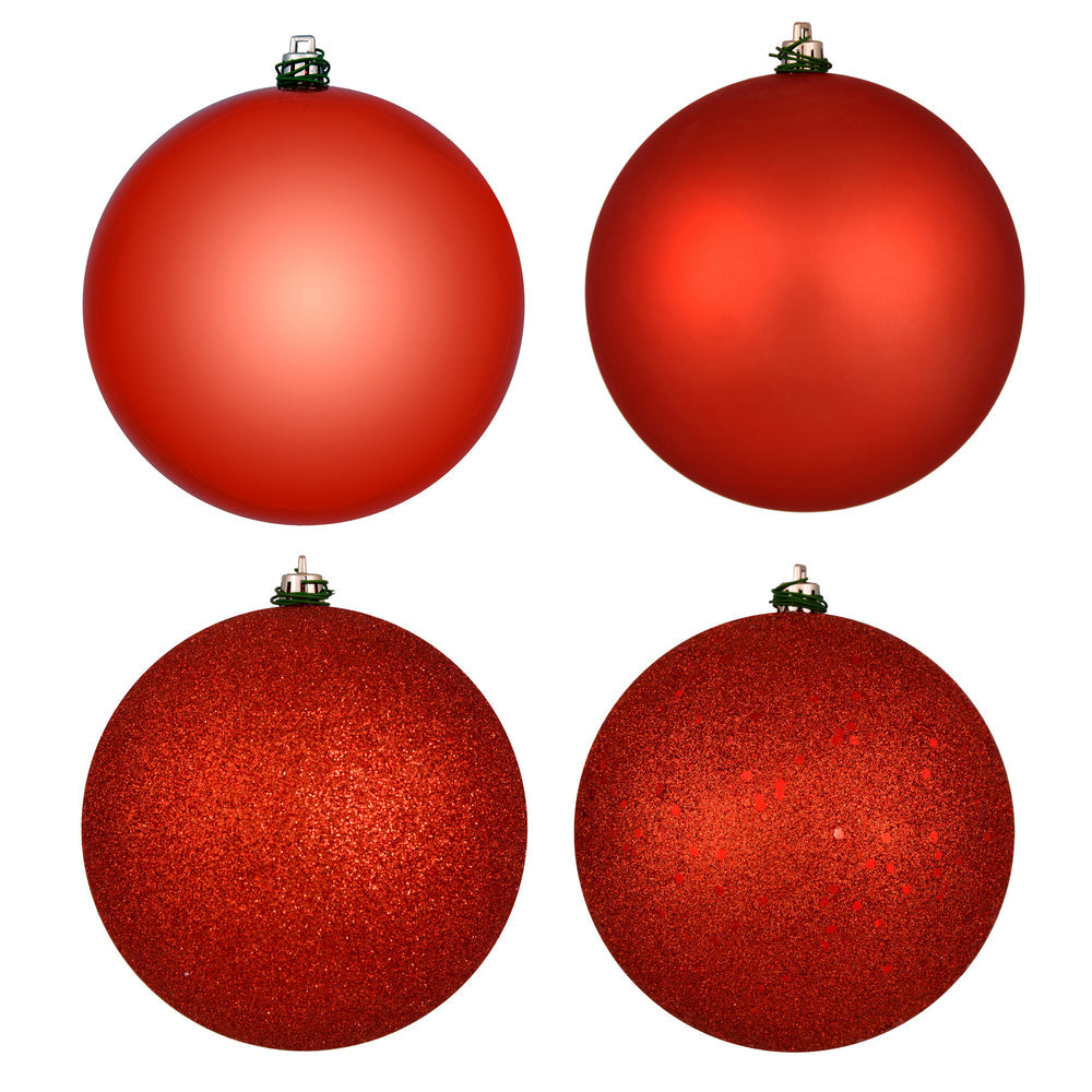 2.75" - 4 Finish Shatterproof Ornaments with Drilled and Loop Cap - Set of 20