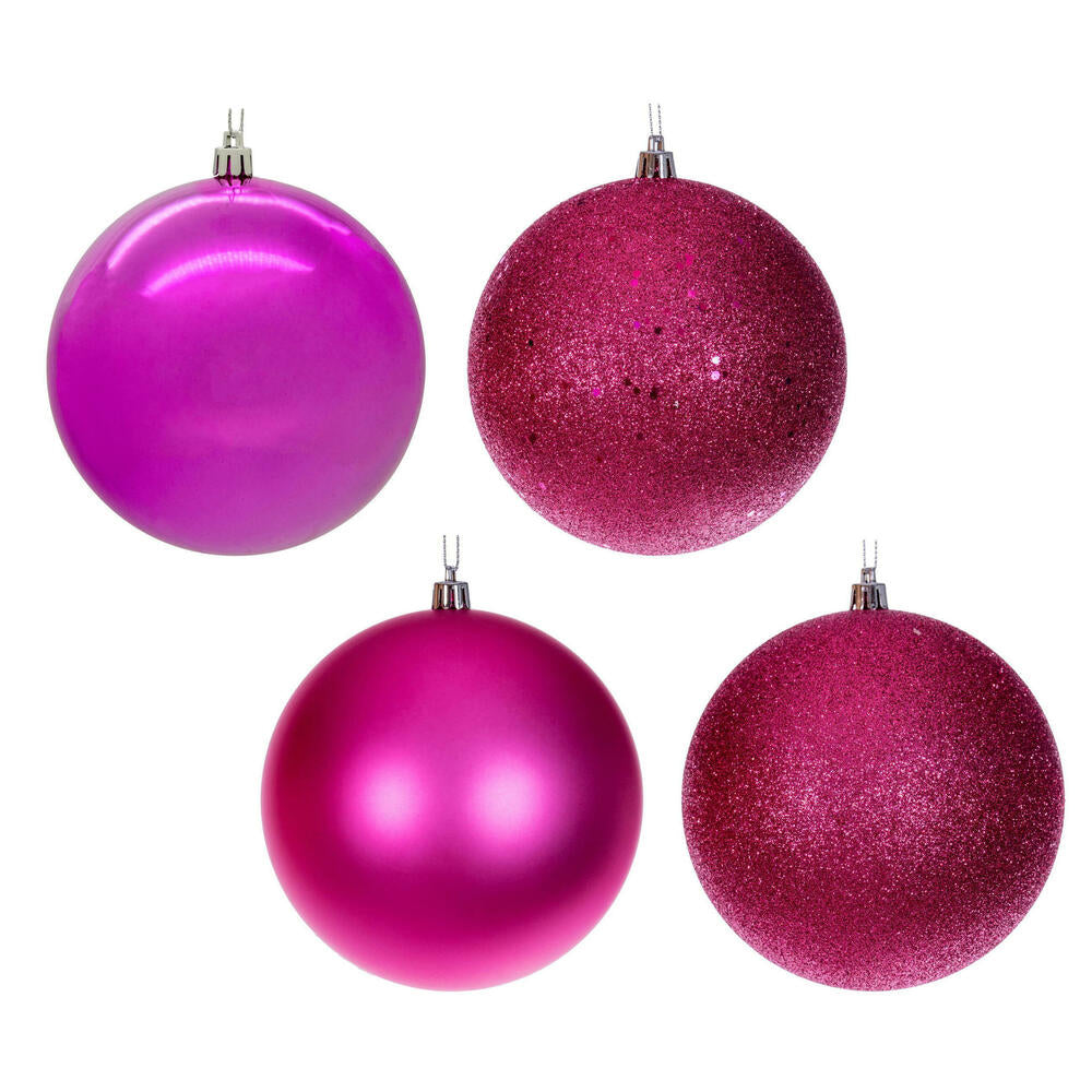 2.75" - 4 Finish Shatterproof Ornaments with Drilled and Loop Cap - Set of 20