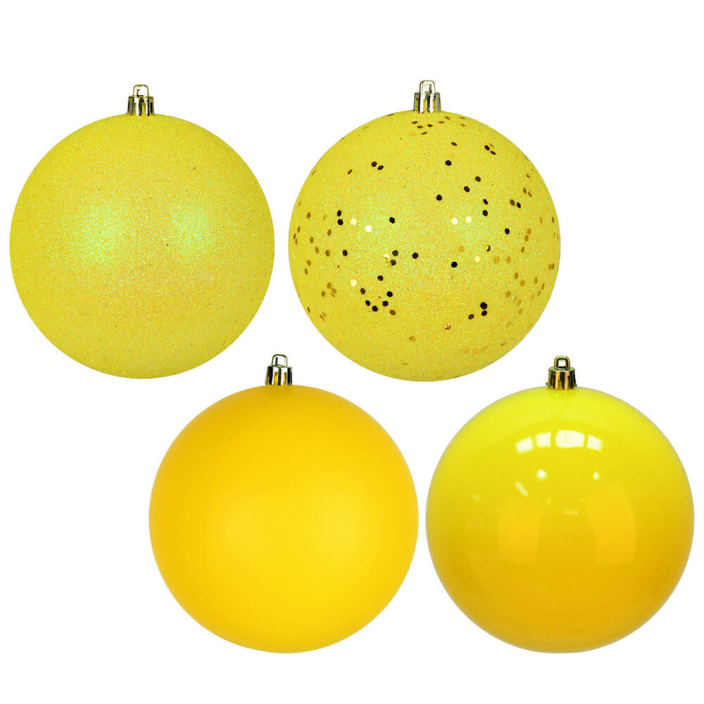 2.75" - 4 Finish Shatterproof Ornaments with Drilled and Loop Cap - Set of 20