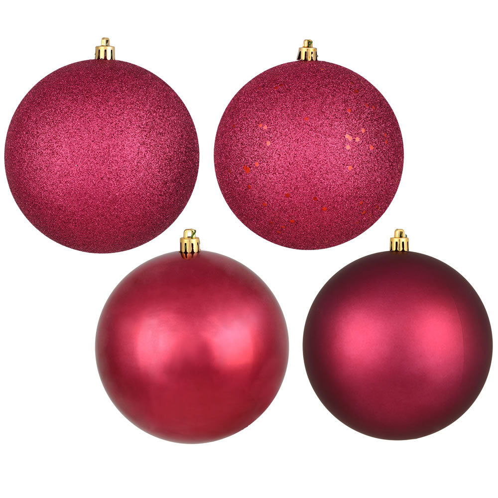 2.75" - 4 Finish Shatterproof Ornaments with Drilled and Loop Cap - Set of 20