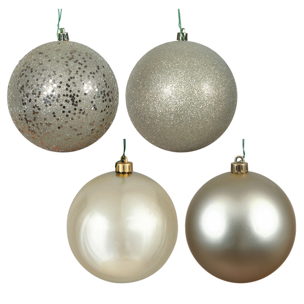 2.75" - 4 Finish Shatterproof Ornaments with Drilled and Loop Cap - Set of 20