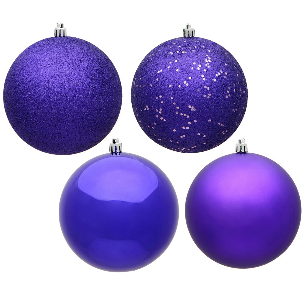 2.75" - 4 Finish Shatterproof Ornaments with Drilled and Loop Cap - Set of 20
