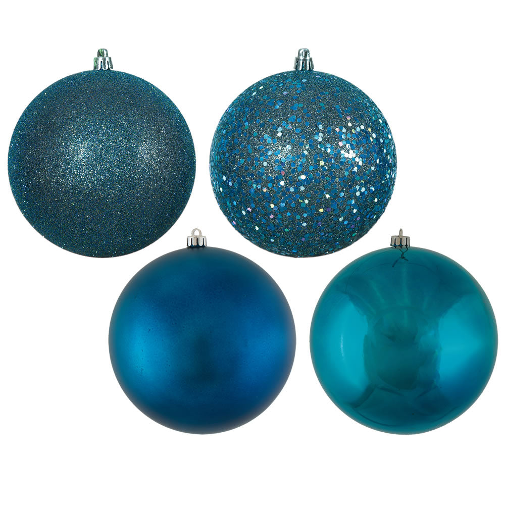 2.75" - 4 Finish Shatterproof Ornaments with Drilled and Loop Cap - Set of 20