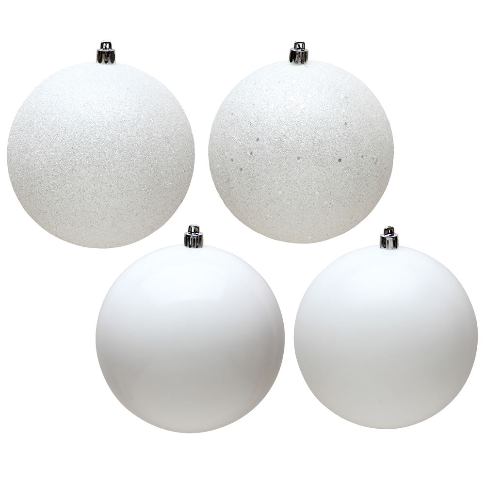 2.75" - 4 Finish Shatterproof Ornaments with Drilled and Loop Cap - Set of 20