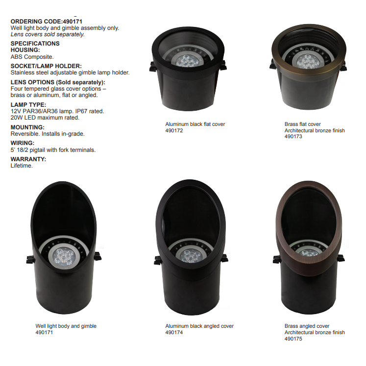 Flat / Angled Aluminum Cover for Olson Well Light