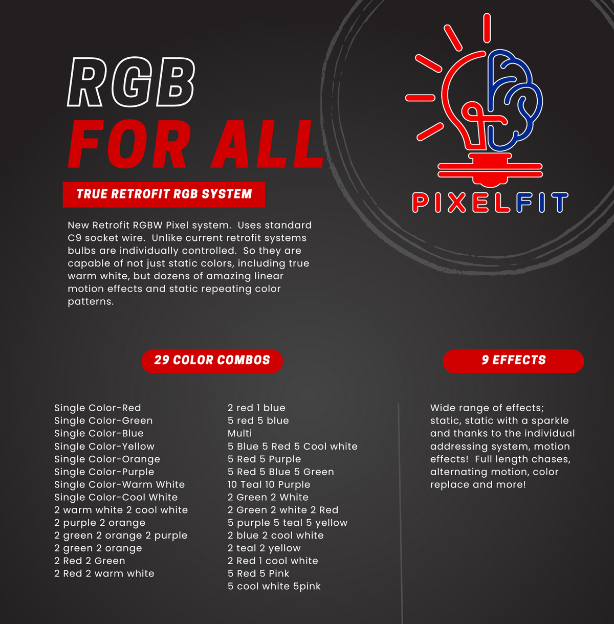 PixelFit - Retro RGBWW C9 Bulb