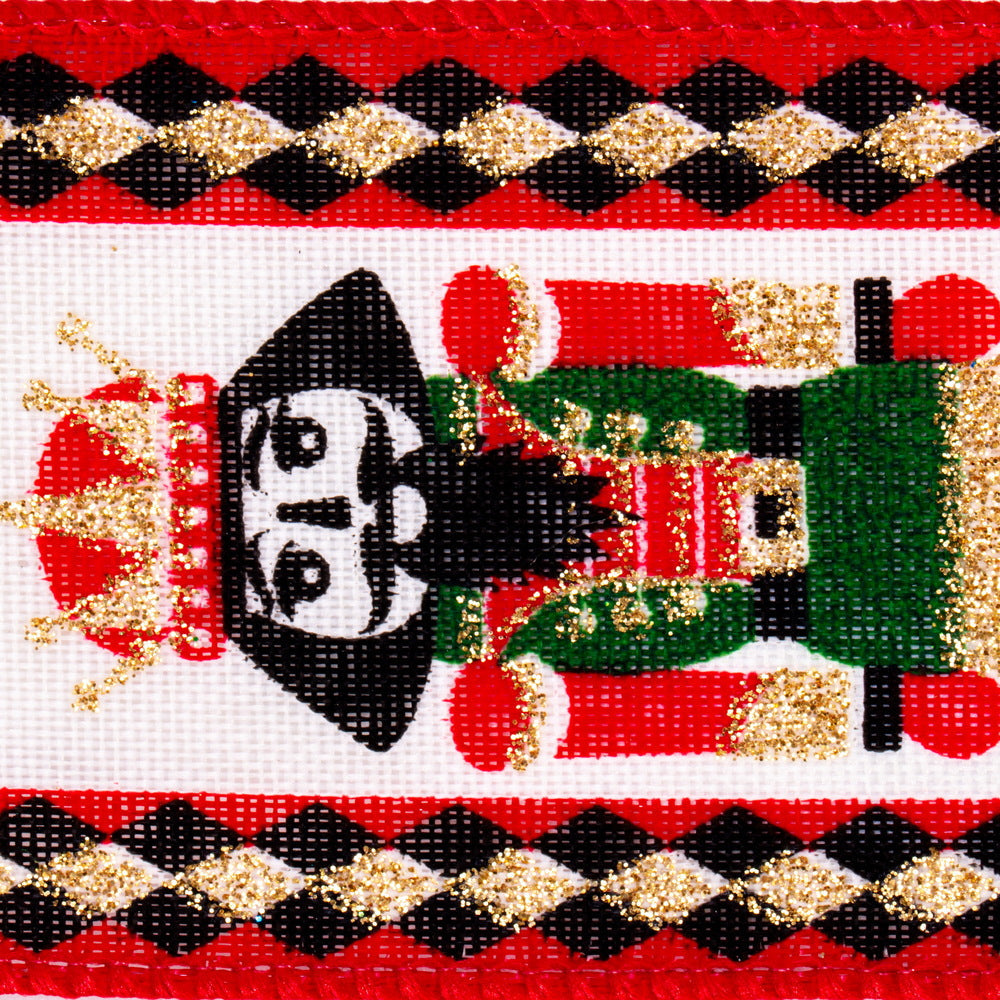 2.5" x 10 Yards Red/Cream Nutcracker Ribbon