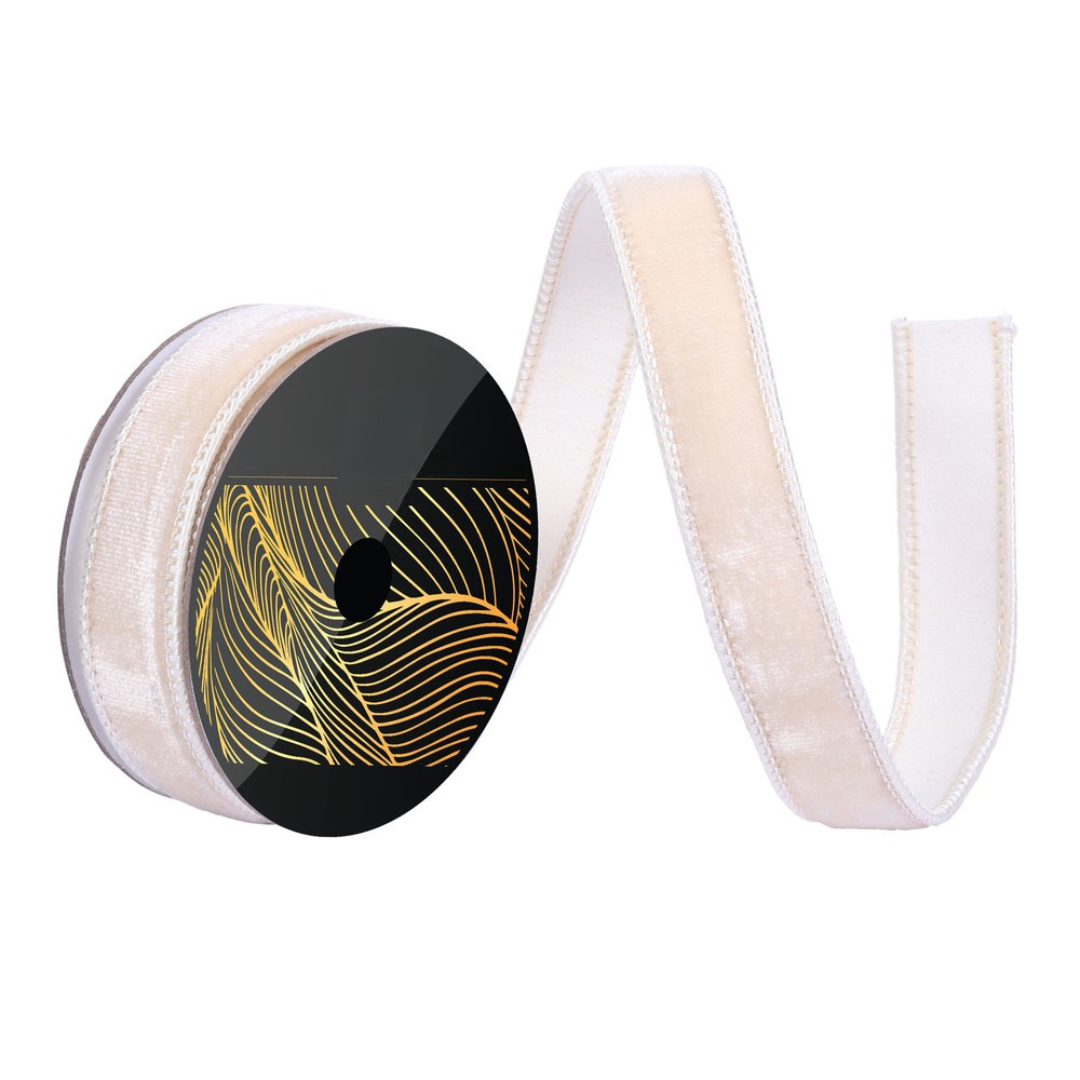 1" x 10 Yards Ivory Velvet Dupion Ribbon