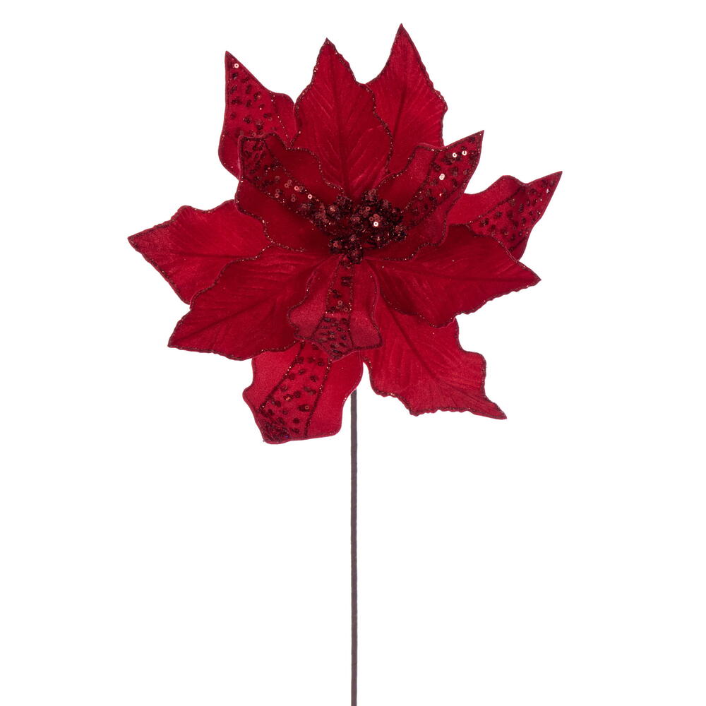 20" Velvet Striped 10" Flower - Set of 3