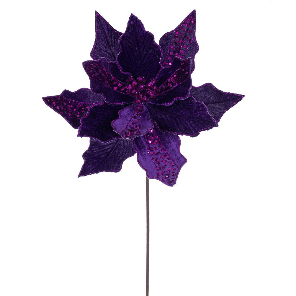20" Velvet Striped 10" Flower - Set of 3
