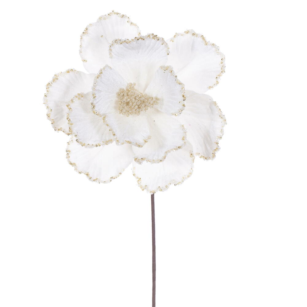 20" Velvet Magnolia 10" Flower - Set of 3