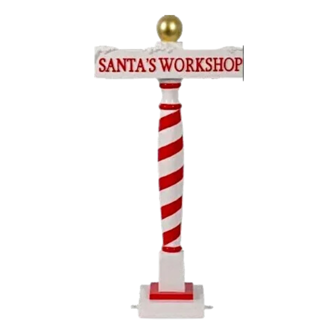 35 Inch Santa’s Workshop Sign Resin Display