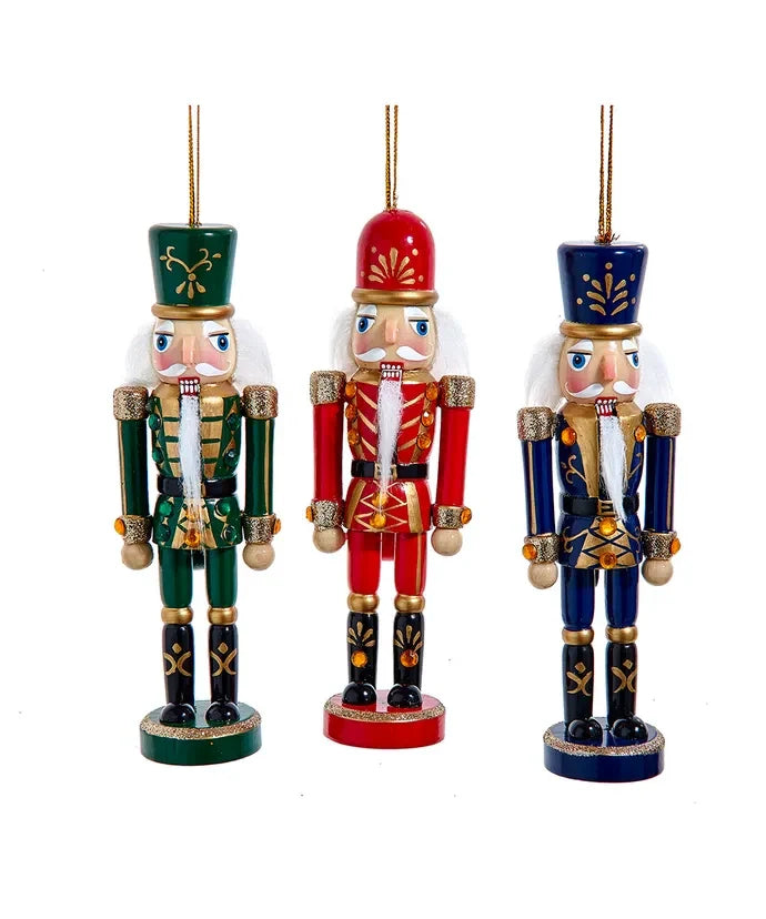 6" Wooden Soldier Nutcracker Ornament - Set of 3
