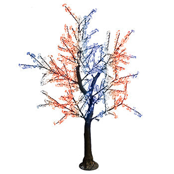 8.5' Cherry Blossom Tree - Brown Bark/Twinkly RGB (w/ petals)