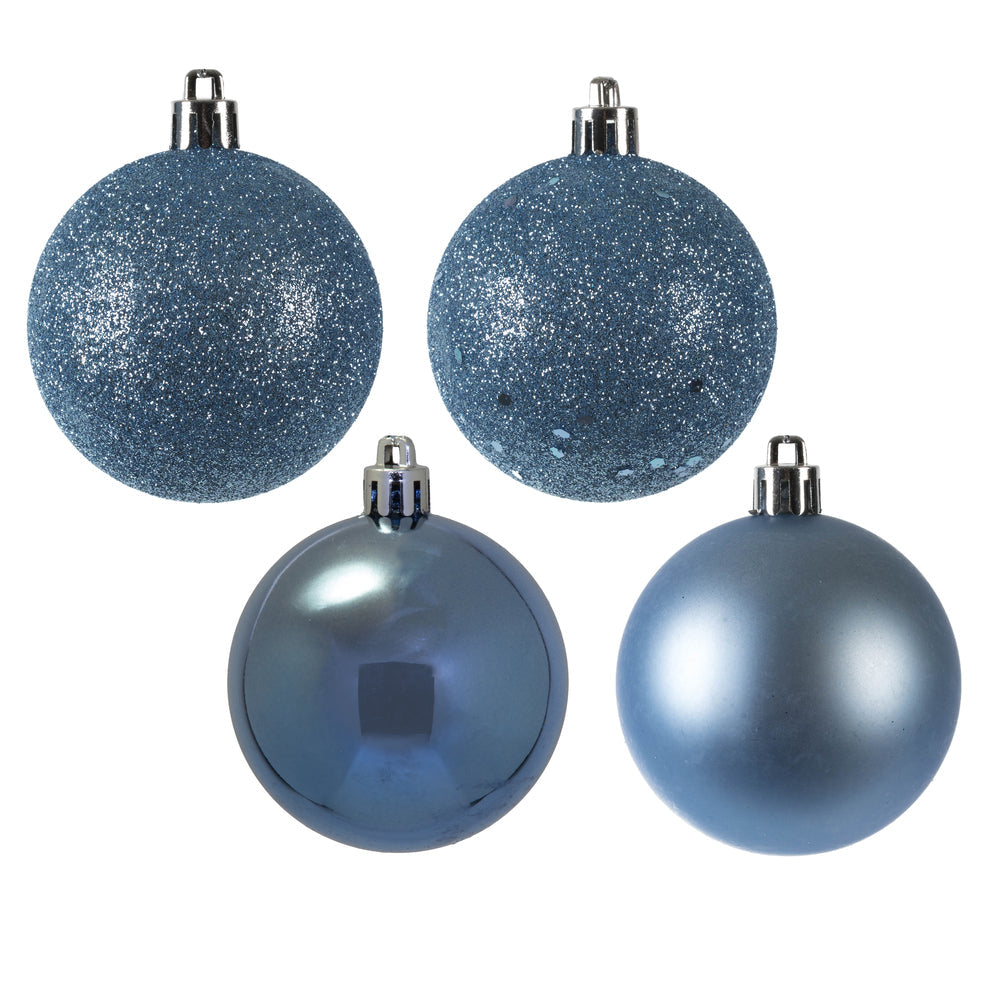 2.75" - 4 Finish Shatterproof Ornaments with Drilled and Loop Cap - Set of 20
