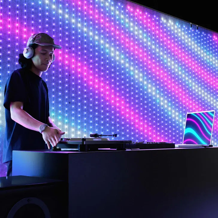 Twinkly Pro - RGB Light Wall Black Fabric & Wire - 8.2' x 8.9' - 1120 Count